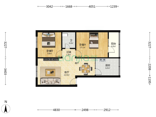 骊山大厦家属院 2室1厅1卫 77平方