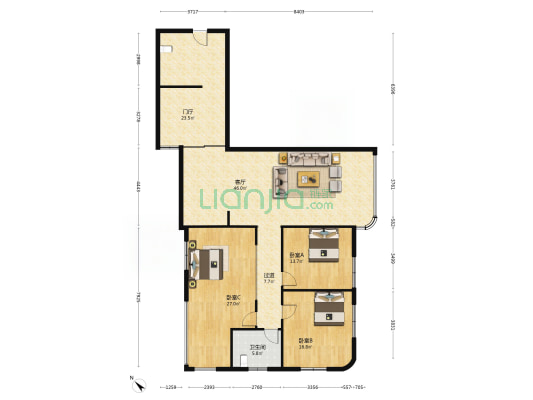 华信大厦 3室1厅1卫 179平方