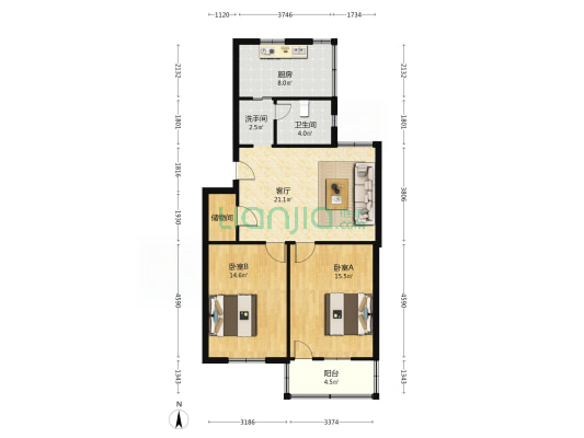 菊园三村 2室1厅2卫 85平方