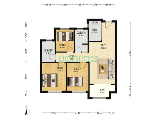 金地和樾春晓 3室1厅2卫 101平方