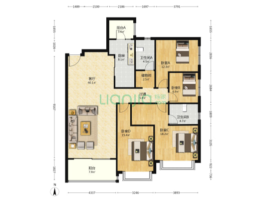 恒大御府三期 4室1厅2卫 166平方