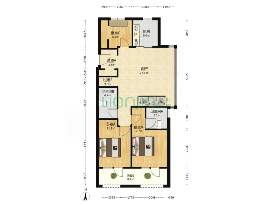 天一仁和珑樾尚璟 3室1厅2卫 112平方