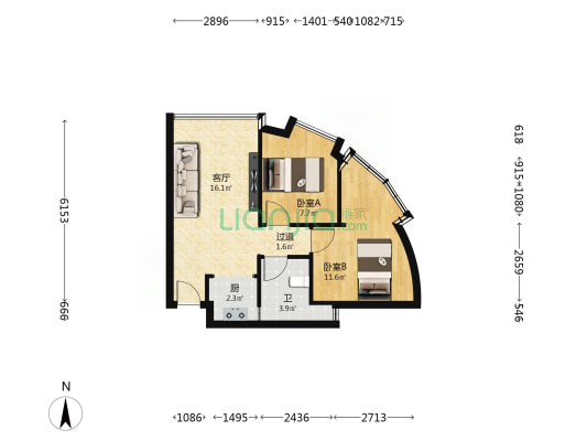 金悦轩 2室1厅1卫 59平方