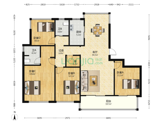 春和闻莺院 4室1厅2卫 138平方