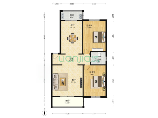 天然气小区(丈八北路) 2室2厅1卫 115平方