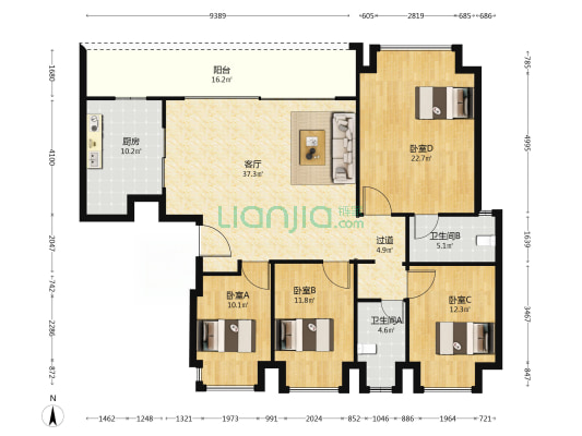 保亿御景玖园2期 4室1厅2卫 159平方
