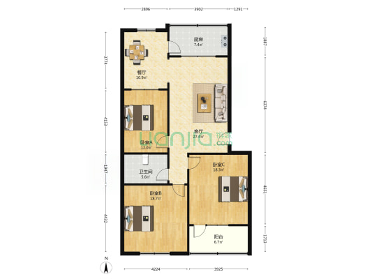 千佛山西路9号 3室2厅1卫 131平方