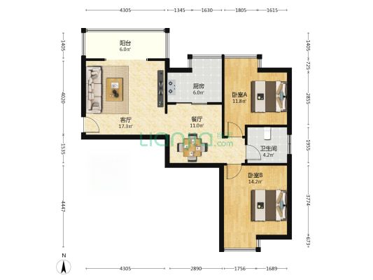 浅水湾 2室2厅1卫 94平方