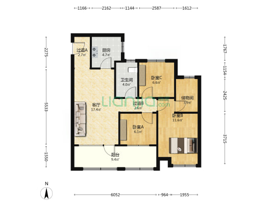 和达正阳北岸 3室1厅1卫 99平方