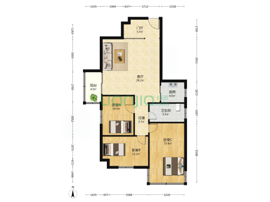 永丰大厦 3室1厅1卫 130平方