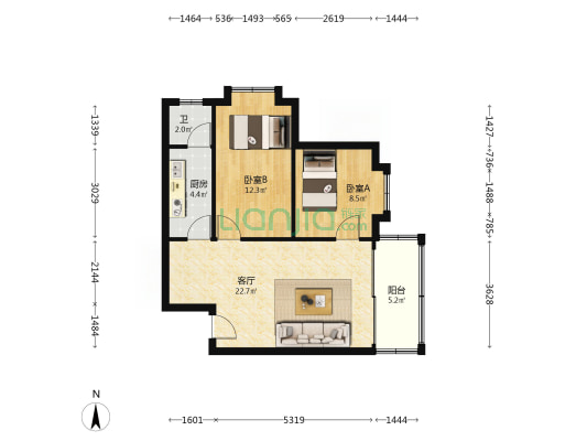 豪景楼 2室1厅1卫 63平方
