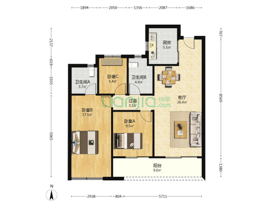 春樾星宸 3室1厅2卫 108平方