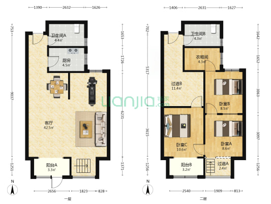 状元人家 3室1厅2卫 146平方