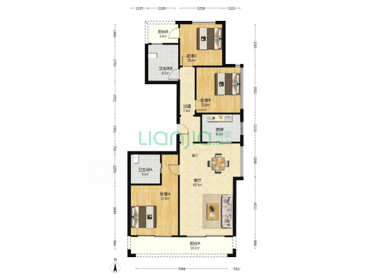 博学玉府 3室1厅2卫 129平方
