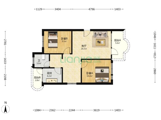 华侨新村1期 2室1厅1卫 75平方