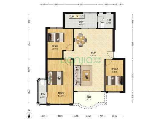 海五路消防大队宿舍 3室1厅2卫 115平方