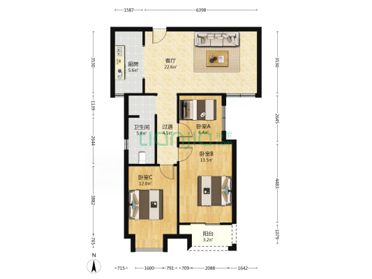 启福城福苑 3室1厅1卫 99平方