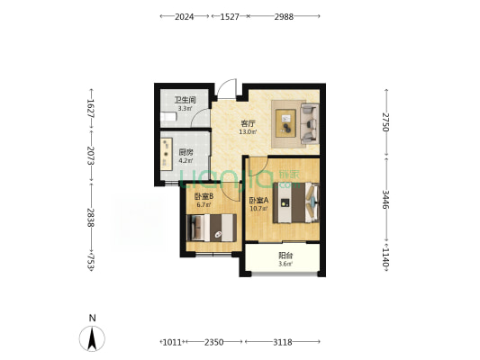 唐家景府 2室1厅1卫 59平方