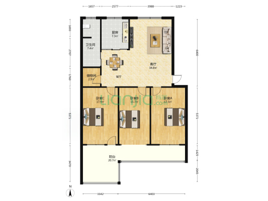 小高庄十二巷 3室1厅1卫 137平方