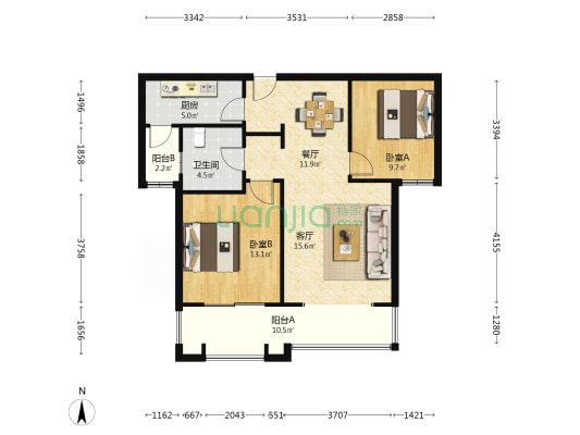 草南兴善社区 2室2厅1卫 93平方