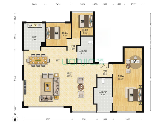 金泰·唐618 3室1厅2卫 225平方