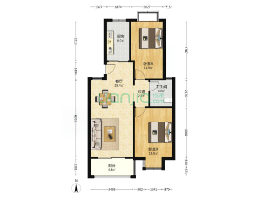 环城北路18-4号 2室1厅1卫 82平方
