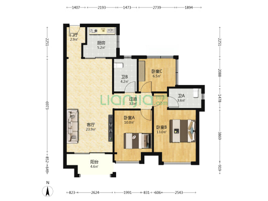 实地紫藤公馆 3室1厅2卫 101平方