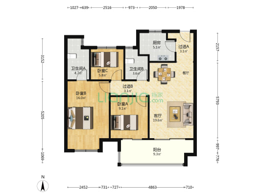 路劲璞玉澜岸 3室1厅2卫 101平方