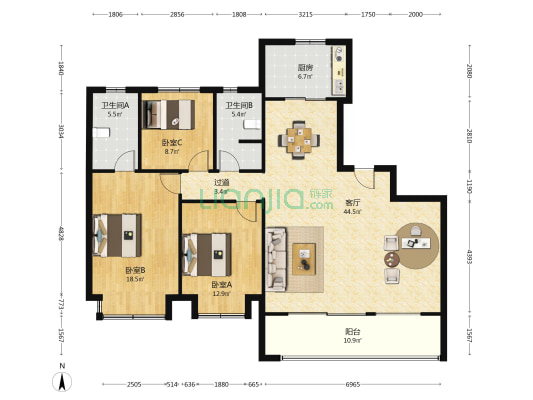 保利都和轩 3室1厅2卫 148平方