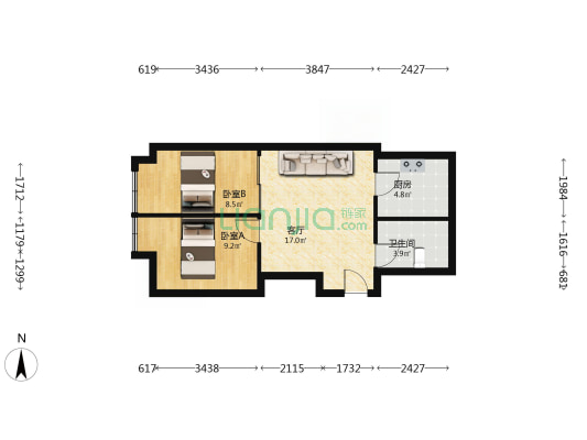 新型金泉广场 2室1厅1卫 64平方