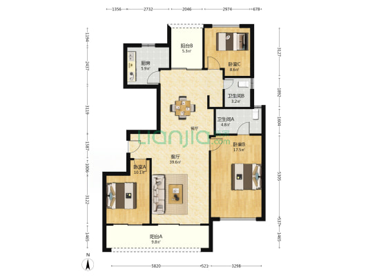 万科·未来时光 3室1厅2卫 131平方