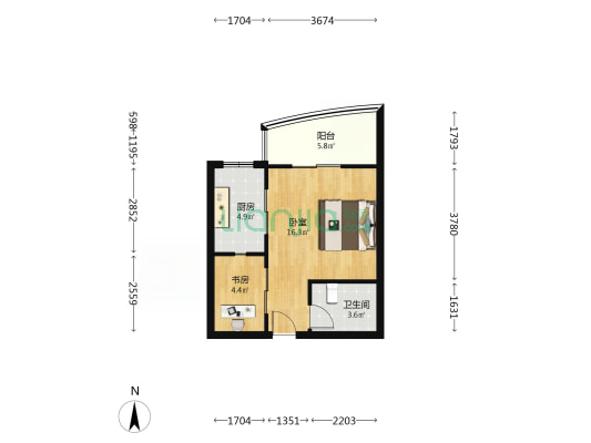 五龙世纪苑 2室0厅1卫 45平方