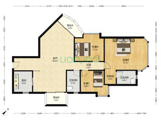 顺德丽景花园 3室1厅2卫 116平方