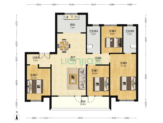 新都学府 4室1厅2卫 147平方