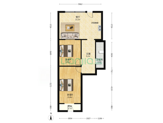 新风里 2室1厅1卫 54平方