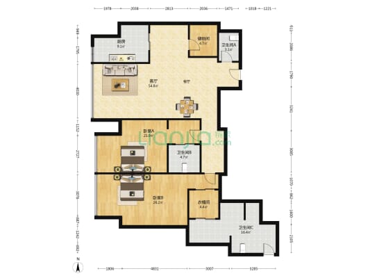 华润深圳湾瑞府 2室1厅3卫 246平方