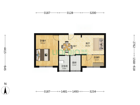铁路新村 2室1厅1卫 52平方