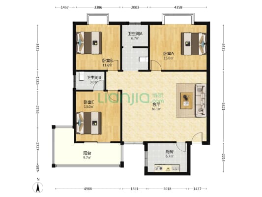 隆府人家 3室1厅2卫 128平方