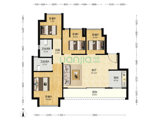 首创禧瑞礼星宸(4期) 4室1厅2卫 99平方