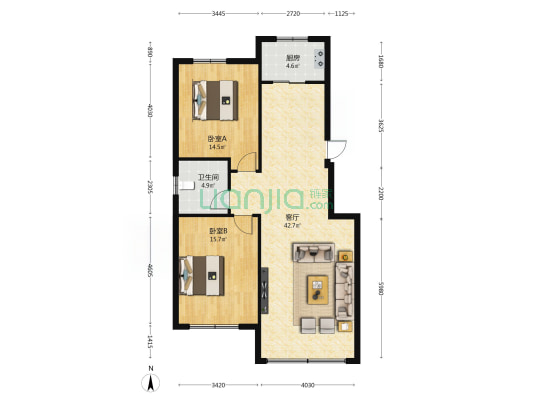 国润·美兰湖 2室1厅1卫 106平方