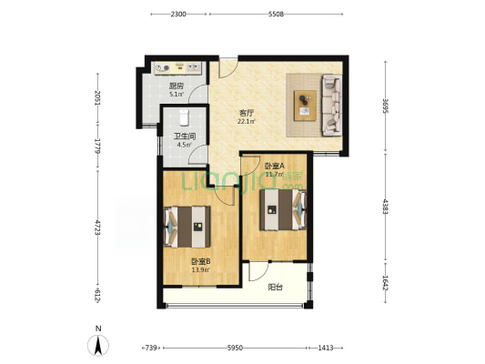 阳澄湖畔花苑三区 2室1厅1卫 79平方
