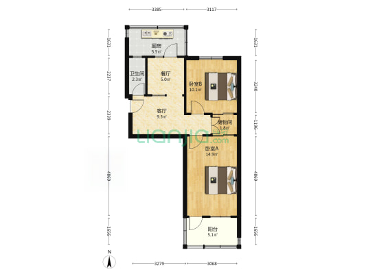 堤口路143号 2室2厅1卫 63平方