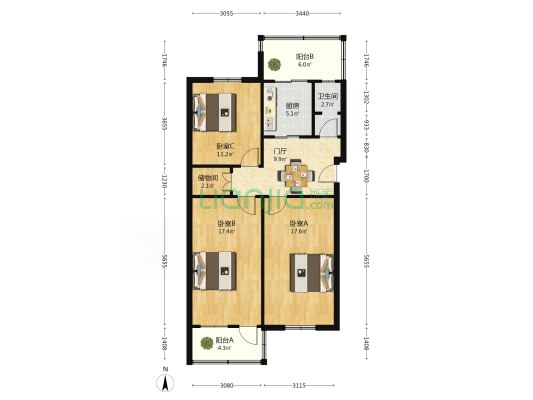 凤凰山路24号 3室0厅1卫 90平方