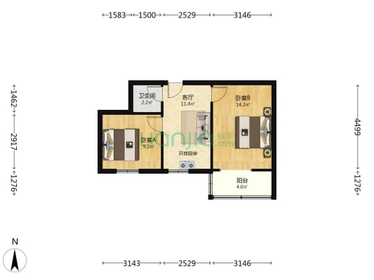 体育馆东路17号院 2室1厅1卫 50平方