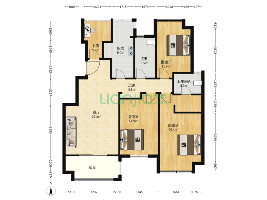弘阳尊邸 4室1厅2卫 131平方