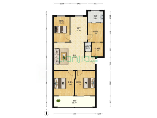 舜耕路42号 3室2厅1卫 114平方