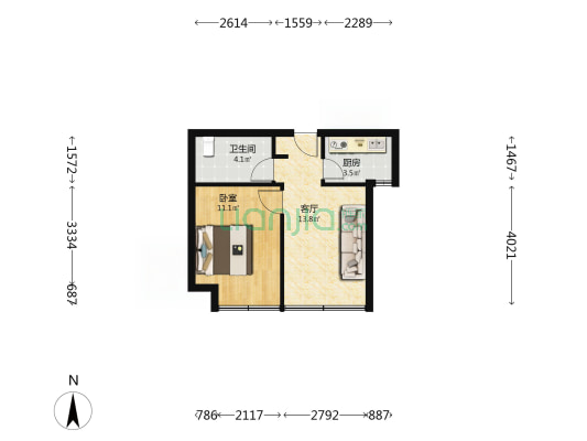 龙湖汉峪光年 1室1厅1卫 50平方