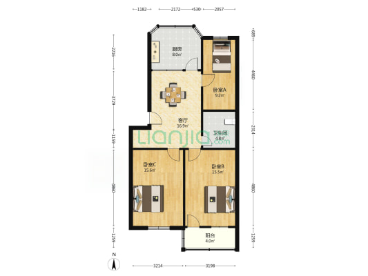 北渔小区 3室1厅1卫 90平方