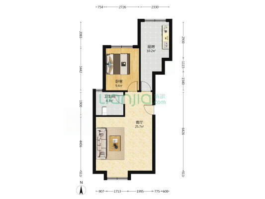 金汇瀚玉城二区 1室1厅1卫 67平方