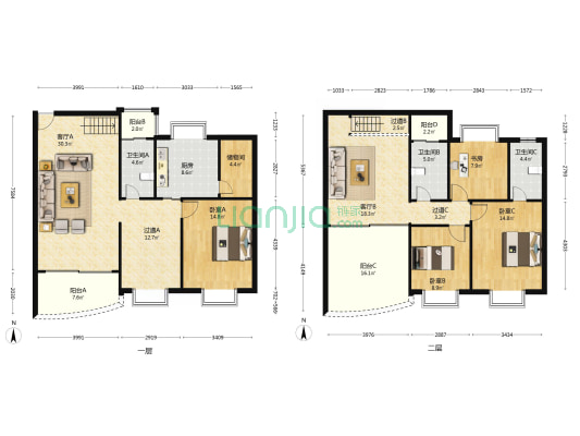 滨江竹苑 4室2厅3卫 179平方